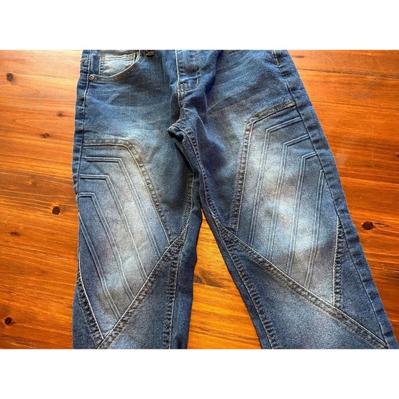M Society Politically Incorrect Jeans Sz youth12/25 Blue Denim Front Leg Design - Picture 5 of 8